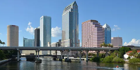 Downtown Tampa skyline beside the river